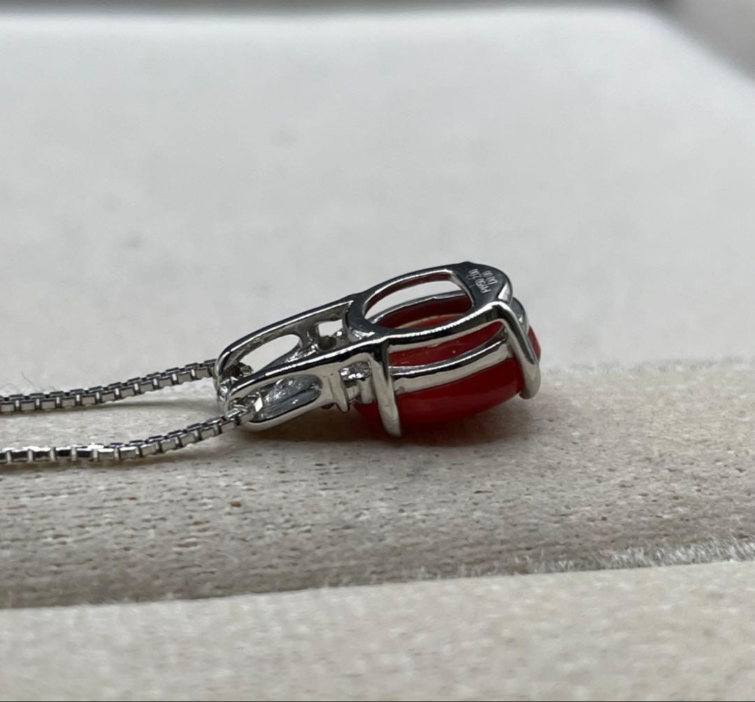 JA102★高級 血赤珊瑚2ct ダイヤ pt950 ペンダントヘッド 鑑別付