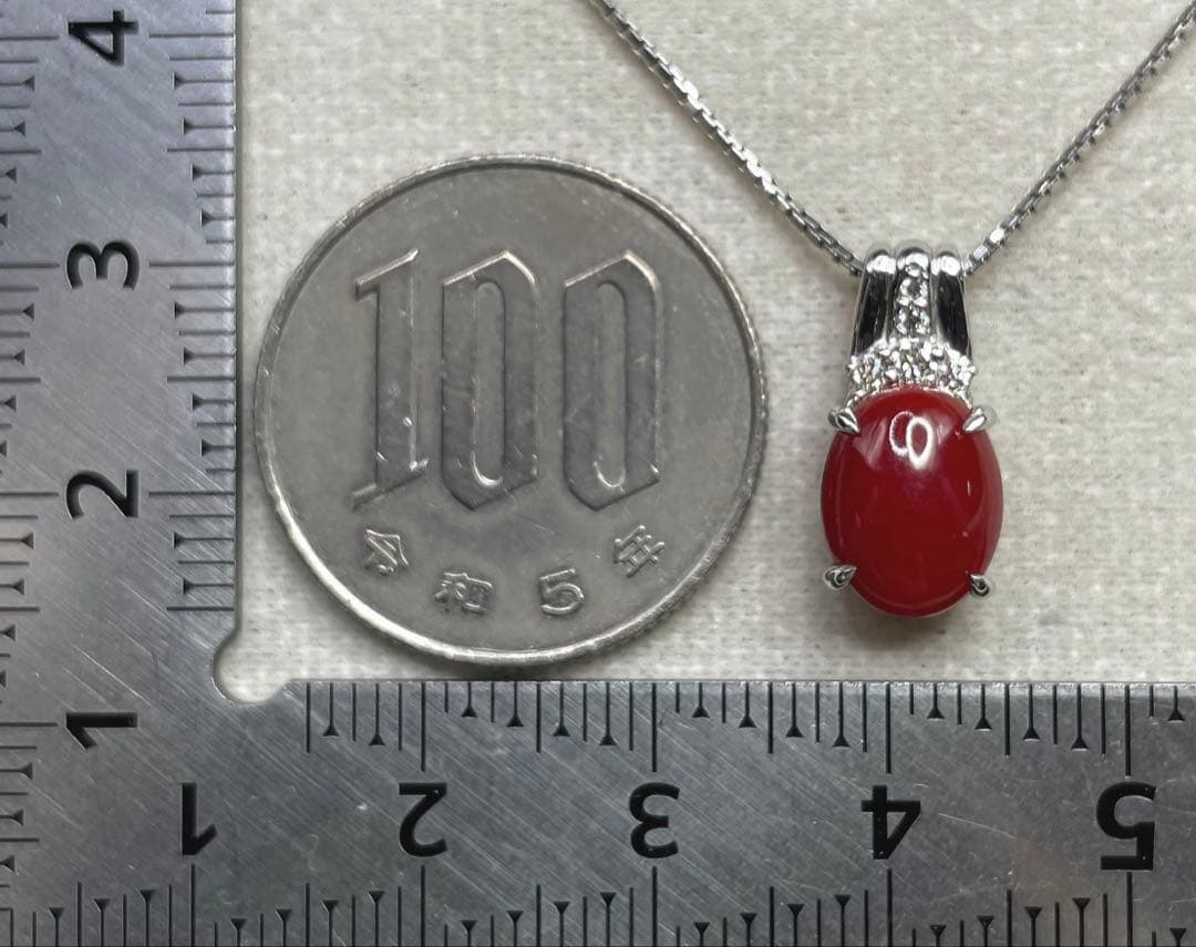 JA102★高級 血赤珊瑚2ct ダイヤ pt950 ペンダントヘッド 鑑別付