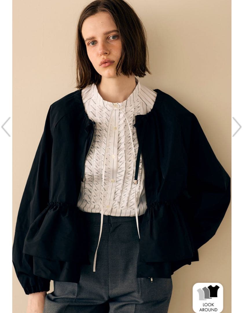 マリリンムーン スパイラルタフタラッフルブルゾン