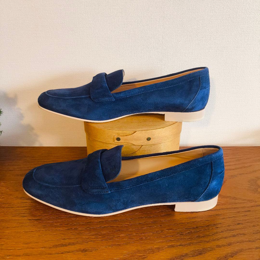 meGU　トッズ　レディース　ローファー　スウェード　ブルー　38 1/2