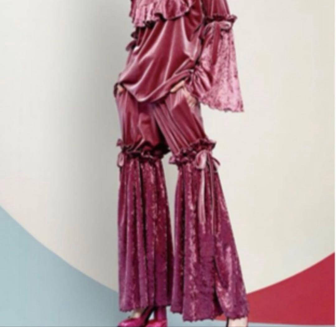 PAMEO POSE パンツ　ベロア　ピンク