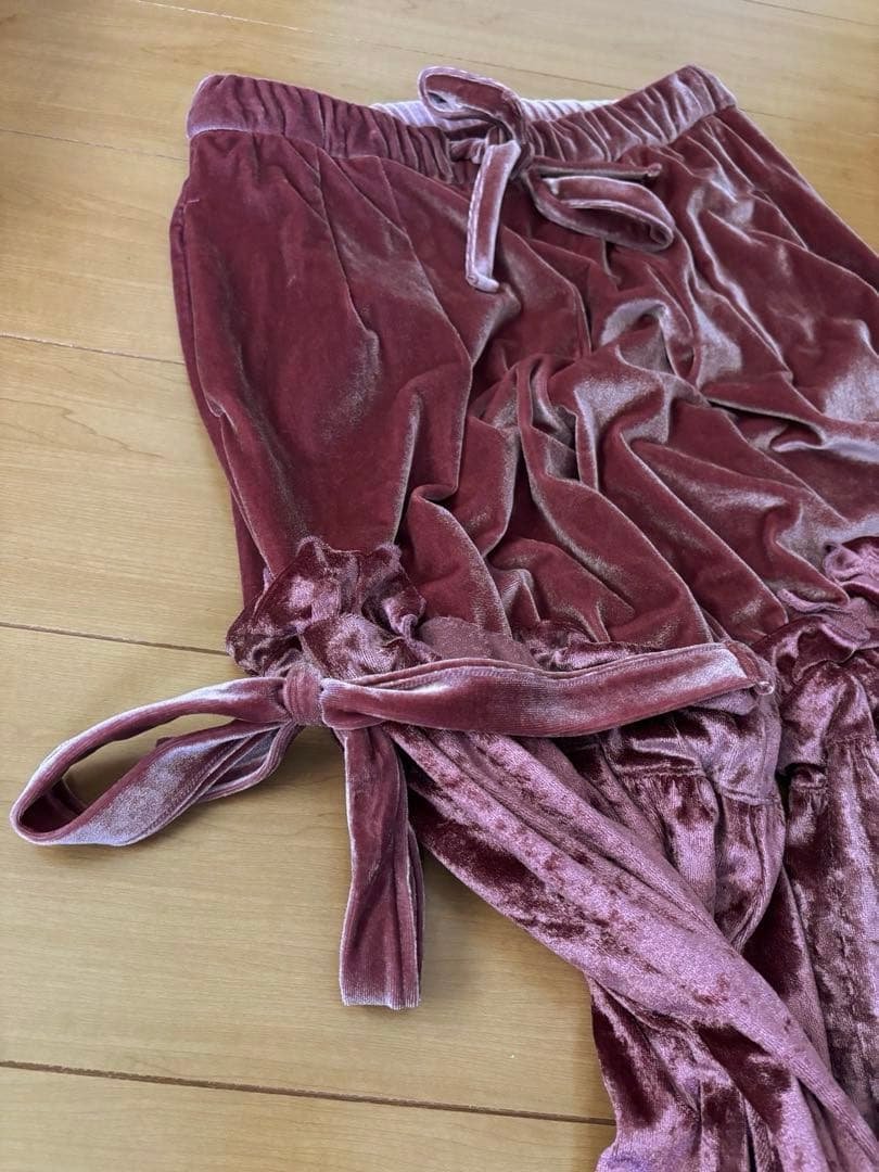 PAMEO POSE パンツ　ベロア　ピンク