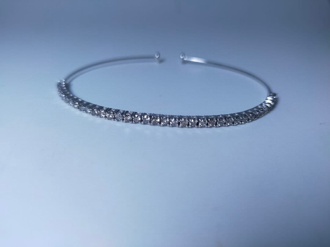 K14WG 14金 ホワイトゴールド 1ct ダイヤモンドバングル ブレスレット