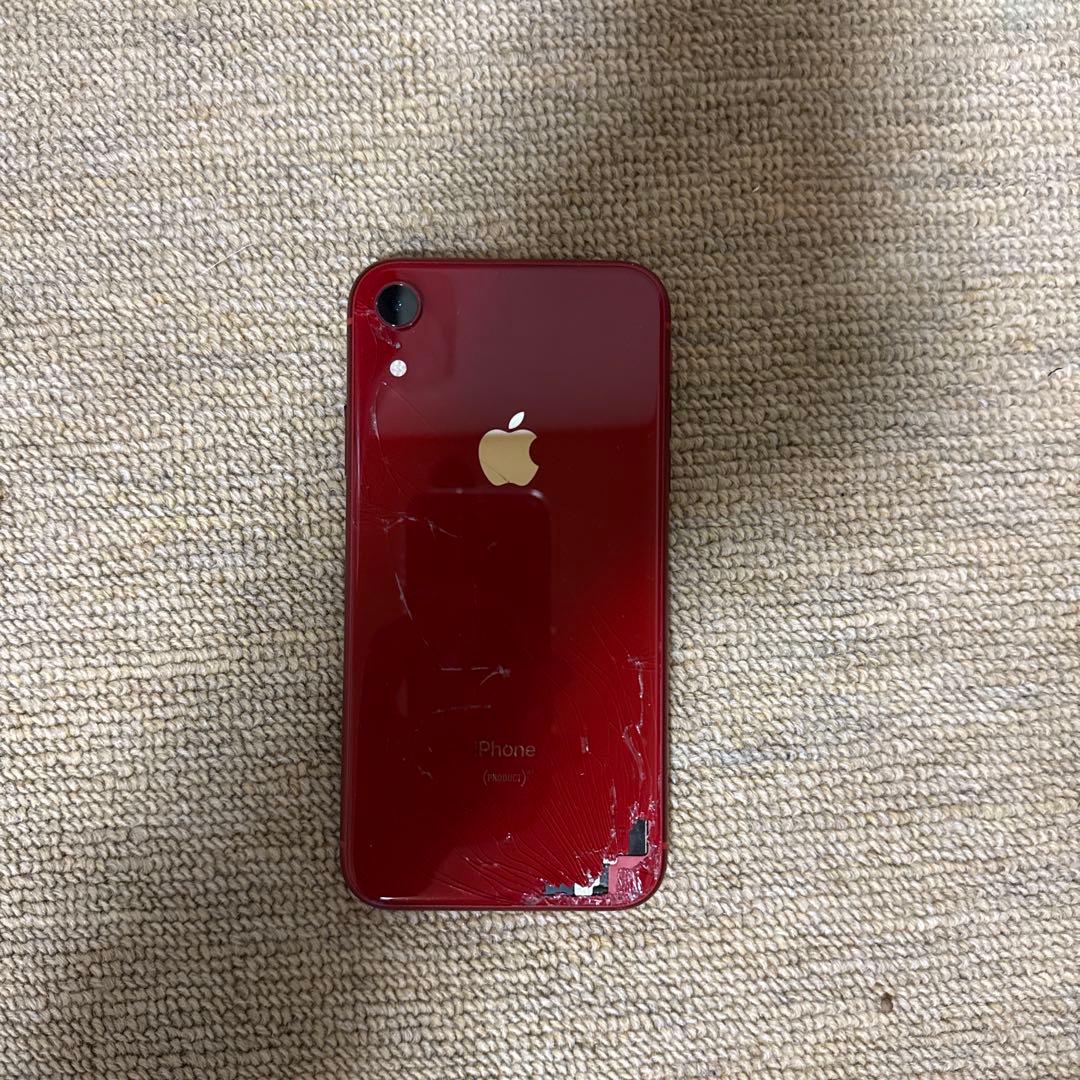 Apple iPhone XR 赤 本体 ひび割れあり　動作品