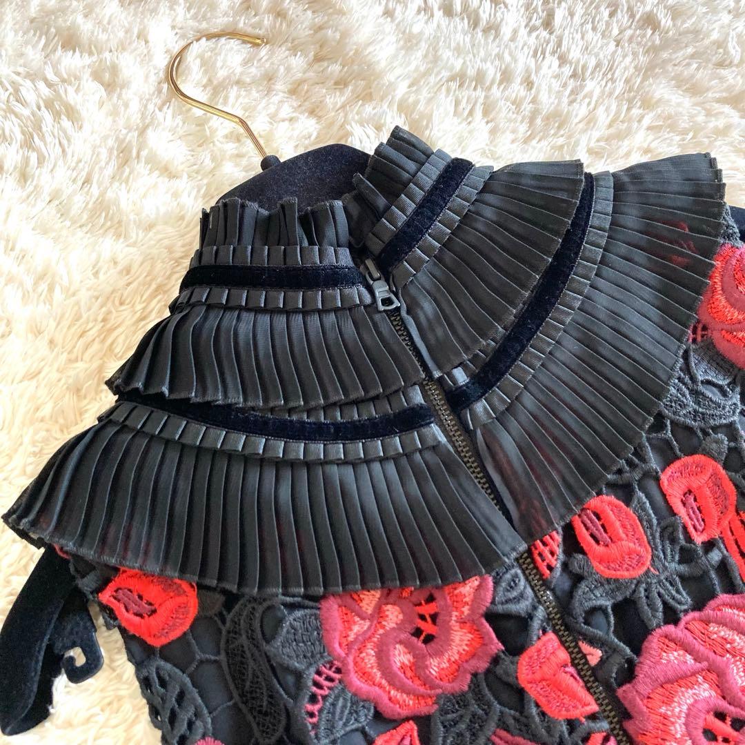 【美品/雑誌掲載】アリスアンドオリビア バラ刺繍 花柄 レース ロングワンピース