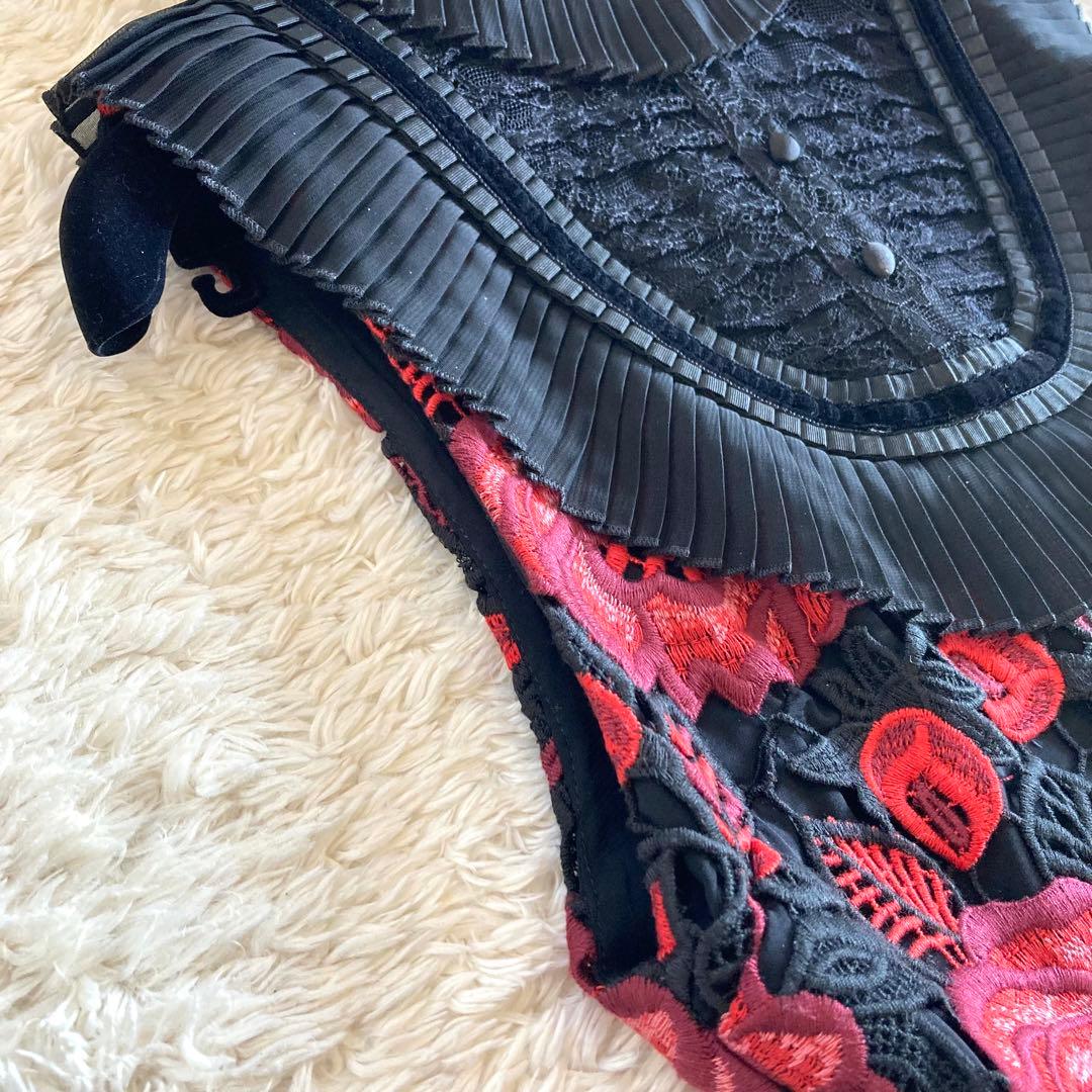 【美品/雑誌掲載】アリスアンドオリビア バラ刺繍 花柄 レース ロングワンピース