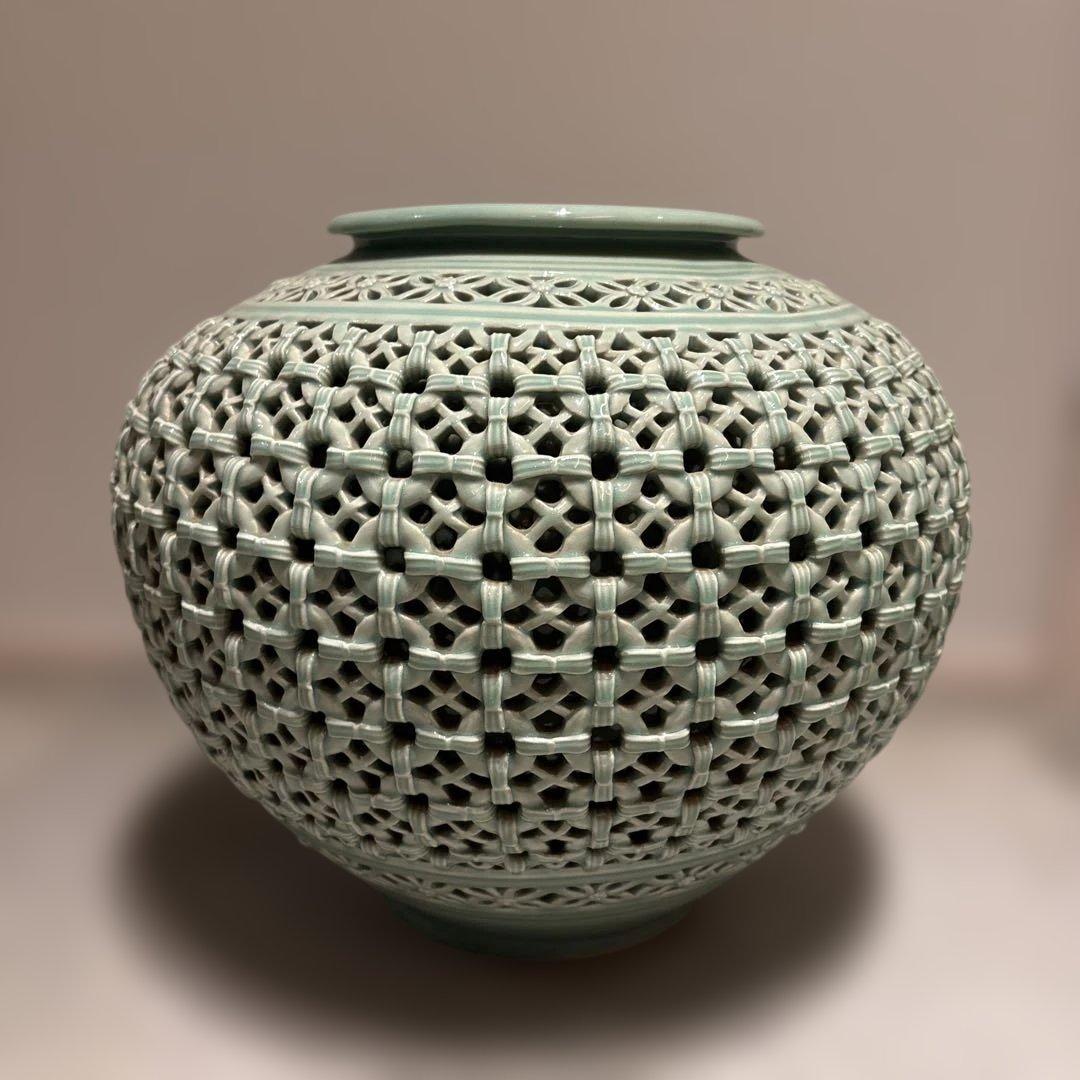 韓国一流作家作　青磁の大型壺