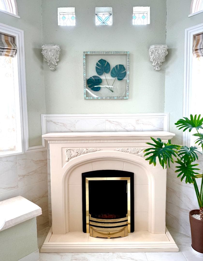 1点限り【美品】マントルピース 電気暖炉 擬似炎ヒーター付 石炭＆交換ランプ付