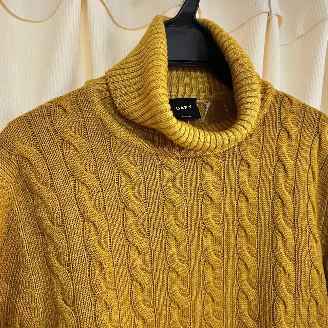 美品 3.9万 BAFY タートルネック 48 マスタード イタリア製 バフィー