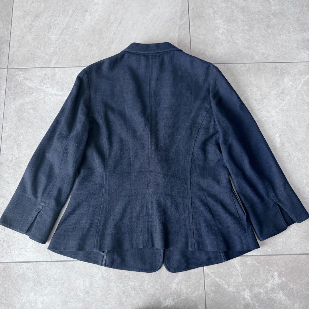 《美品》23区　大きめスーツ　4L リネン　麻　ネイビー　セットアップ 冠婚葬祭
