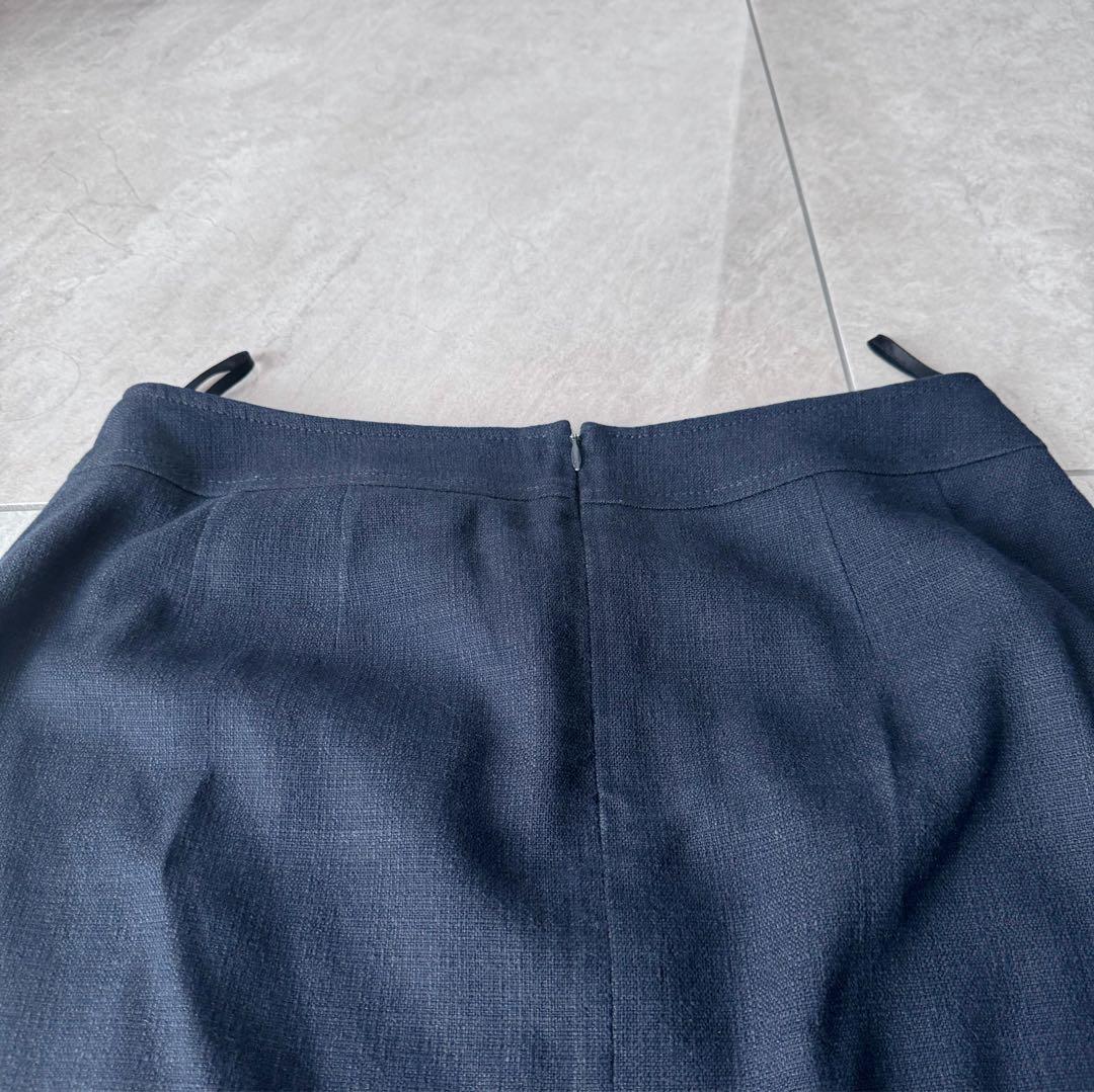 《美品》23区　大きめスーツ　4L リネン　麻　ネイビー　セットアップ 冠婚葬祭