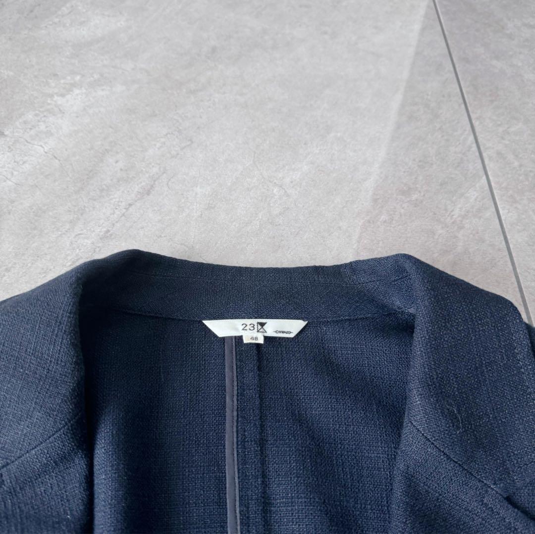 《美品》23区　大きめスーツ　4L リネン　麻　ネイビー　セットアップ 冠婚葬祭