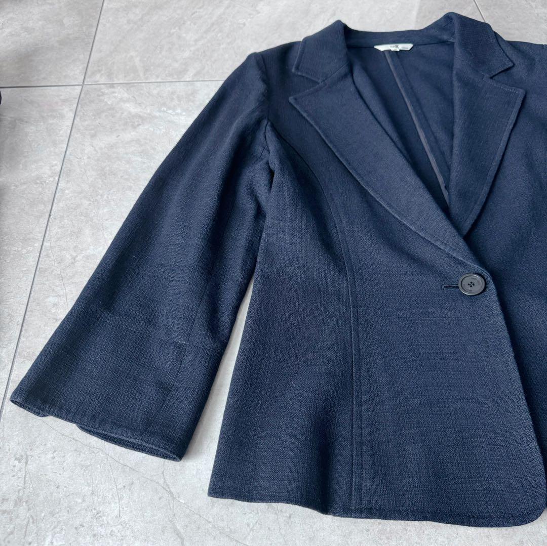 《美品》23区　大きめスーツ　4L リネン　麻　ネイビー　セットアップ 冠婚葬祭