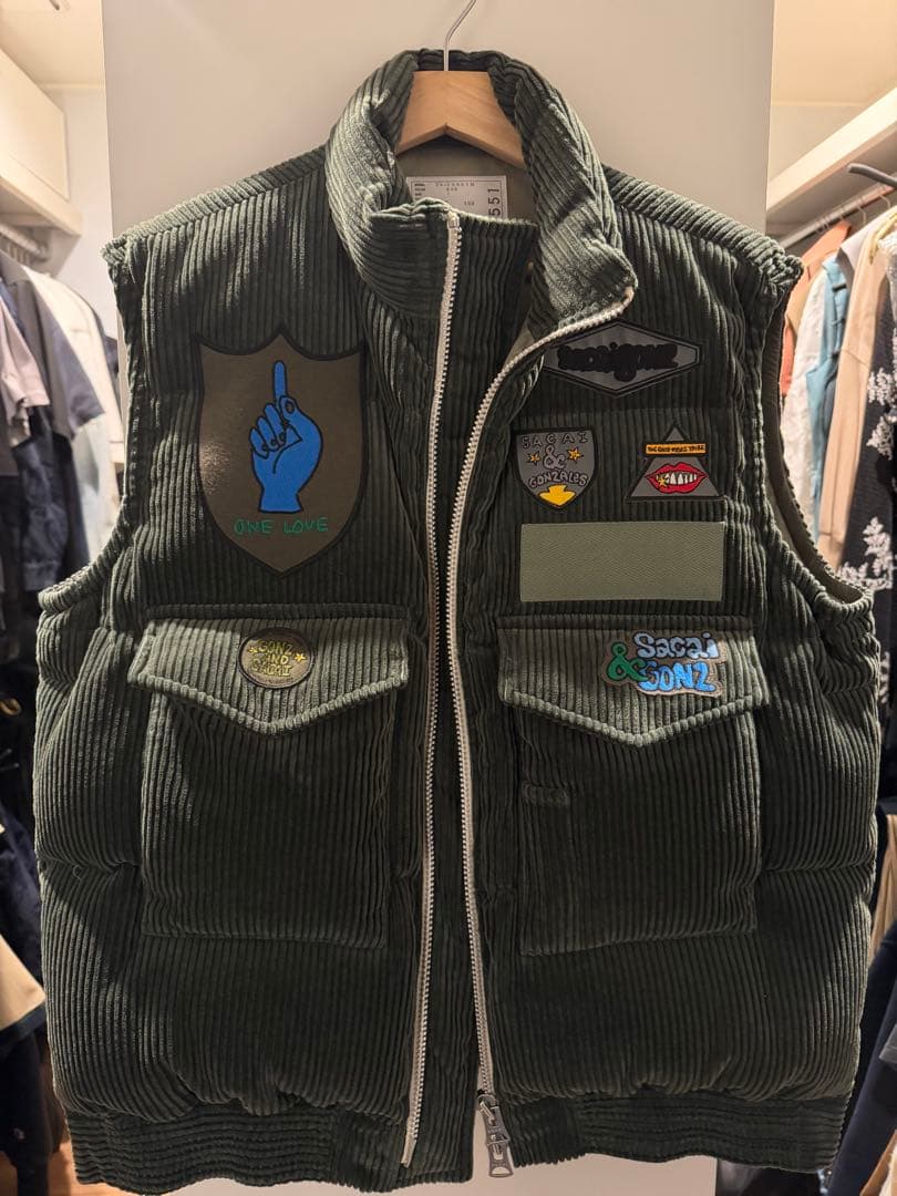 ジャケット・アウター sacai Gonz Multi PatchCorduroyPufferVest