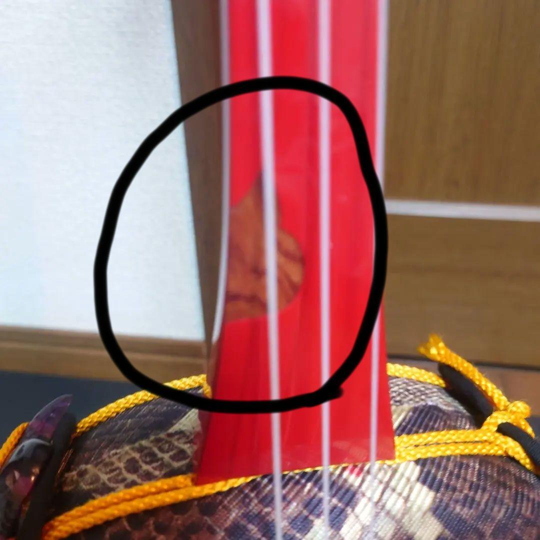 沖縄三線 人工皮 三味線 合皮 ヘビ皮柄 ⚠️漆剥がれ有ります　オマケでケース付