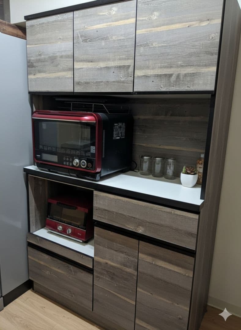 大川家具 日本製 食器棚 キッチンボード レンジボード 120 KAGUCOCO