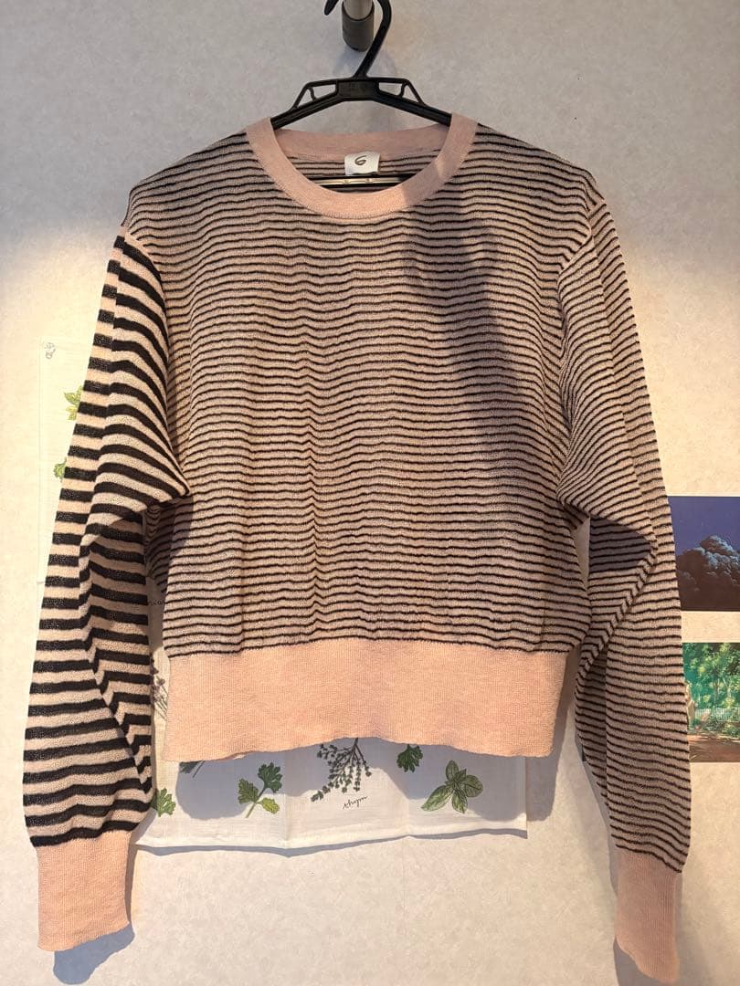 6 ROKU シアー ボーダークルーネック プルオーバー