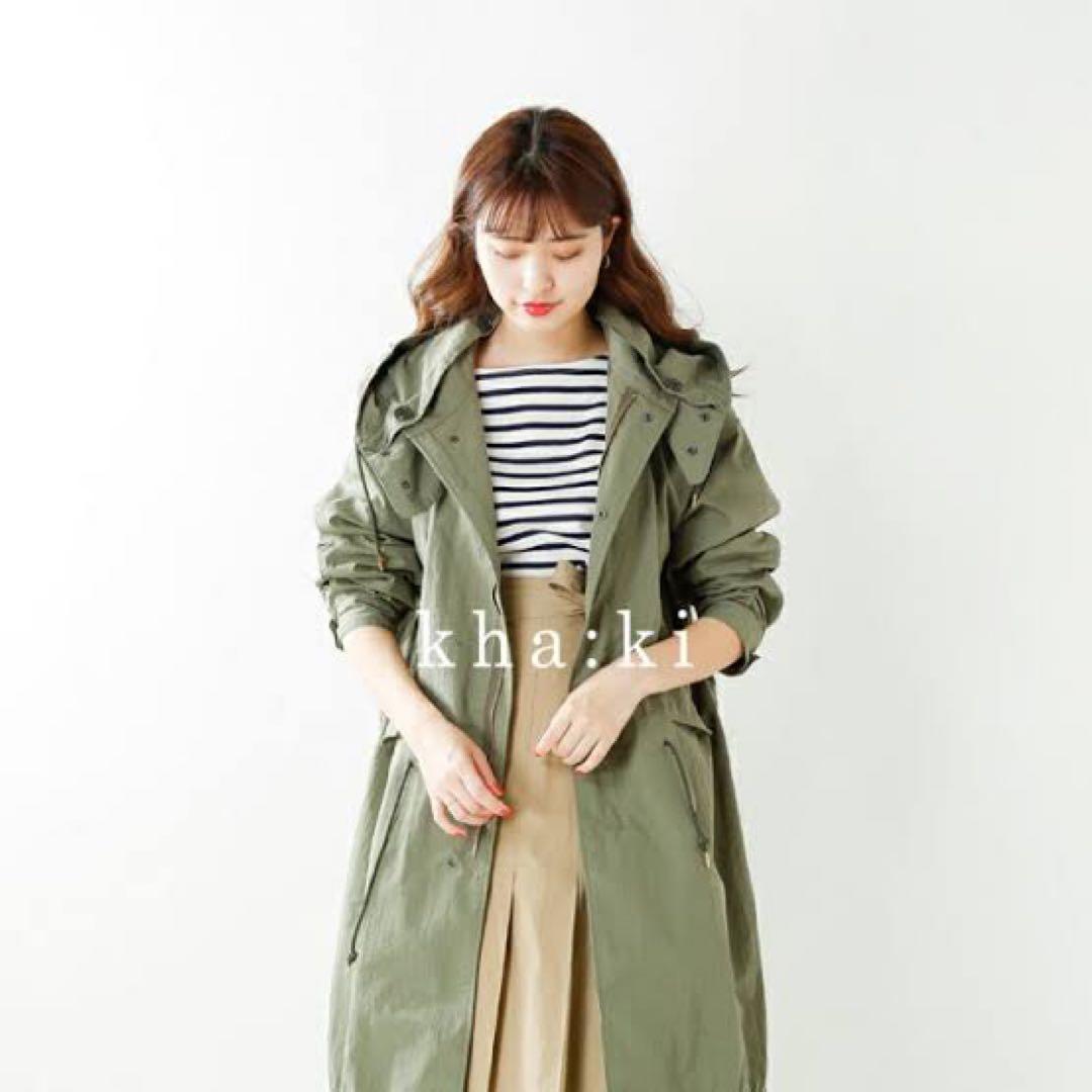 定価4万 kha:ki カーキ コットン×ナイロン硫化ウェザーミリタリーコート