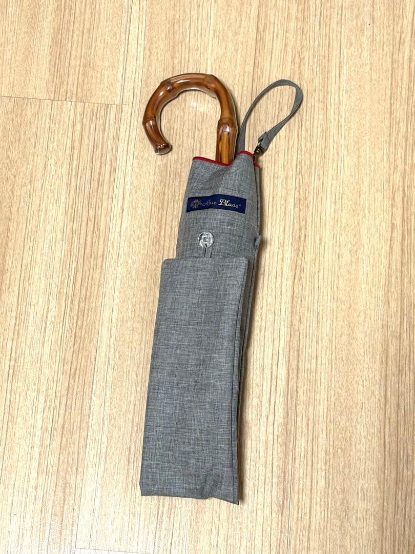 【芦屋ロサブラン】2段折り日傘 50cm プレーン ダンガリーグレー(レッド)