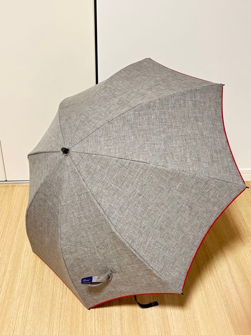 【芦屋ロサブラン】2段折り日傘 50cm プレーン ダンガリーグレー(レッド)