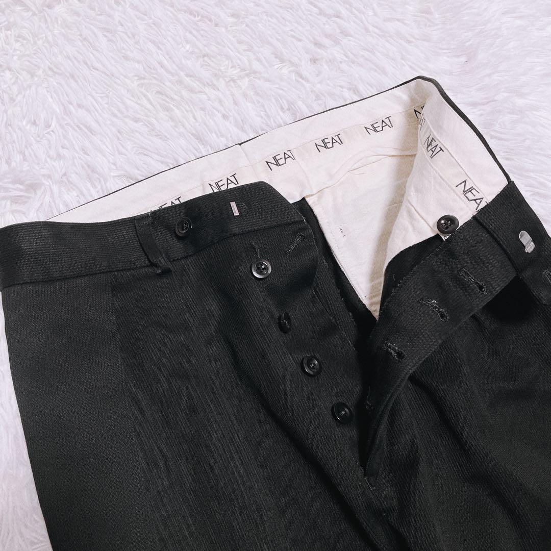 美品 NEAT コットンスラックス 44 ツータック 細畝コーデュロイ