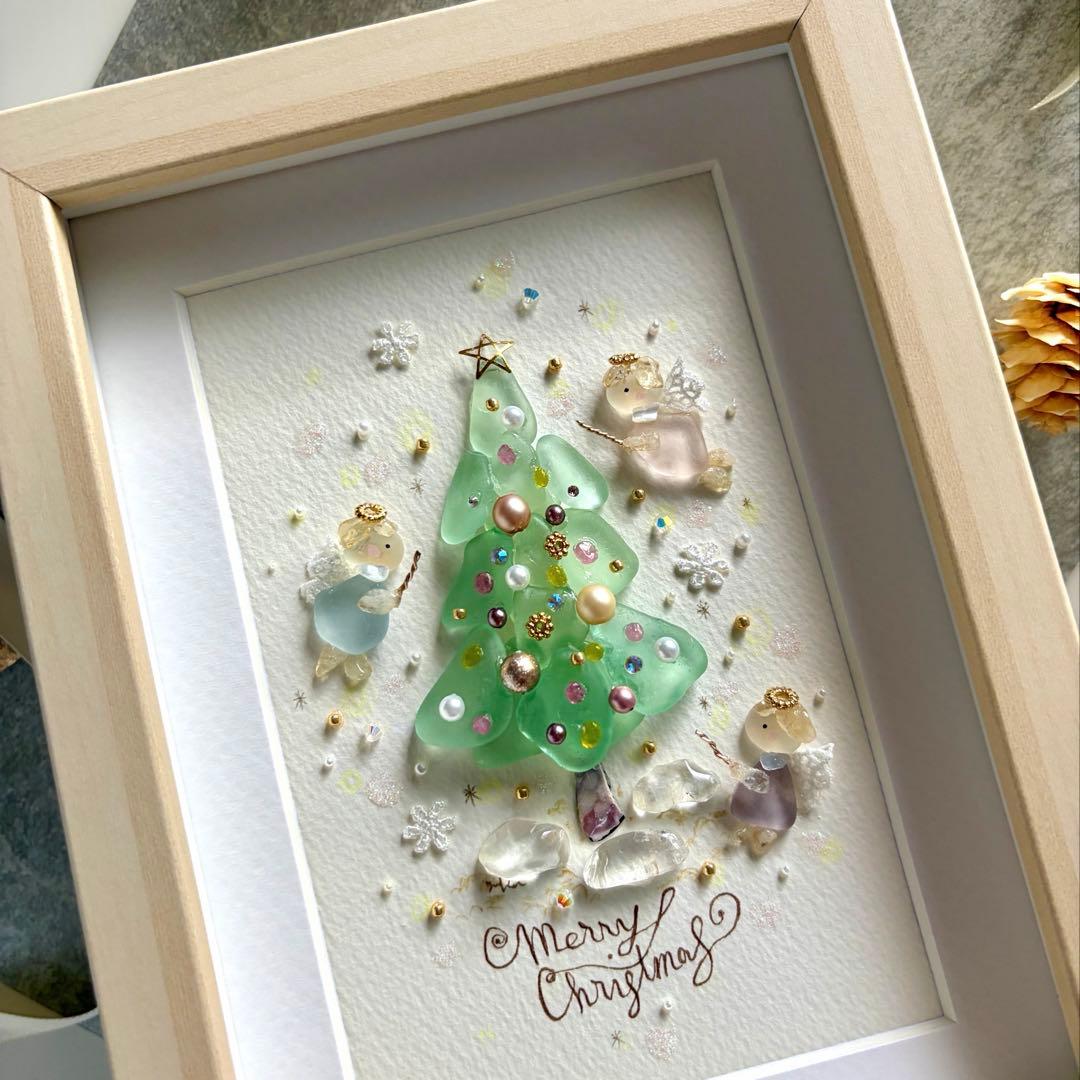 8 天使の集うクリスマスツリー　シーグラスアート
