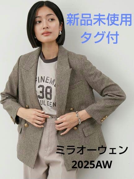 【週末限定セール】Mila Owen チェック金釦ダブルブレストブレザー