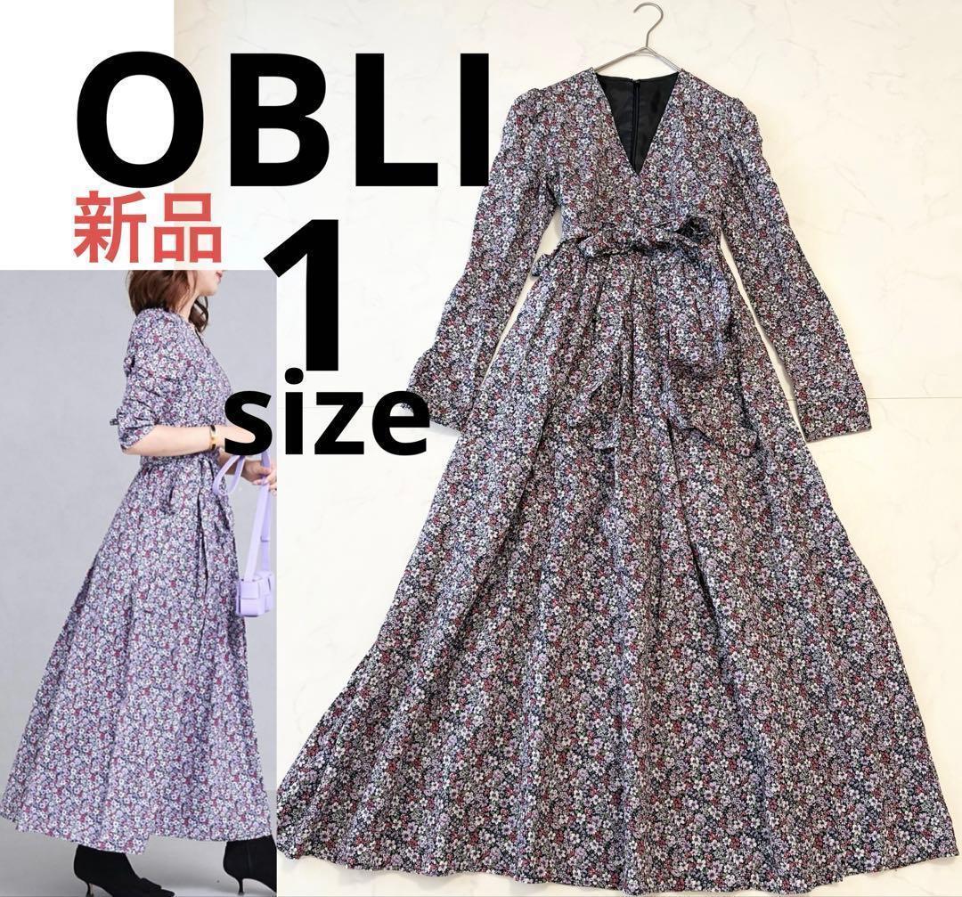 OBLI オブリ ワンピース フラワー ロング 新品 ラップ 花柄 パープル