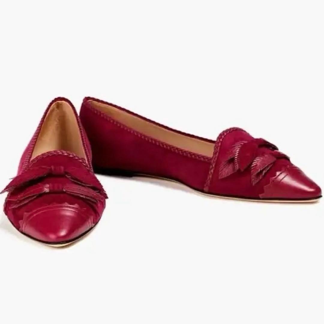 TOD’S ポインテッドトゥ　フラットシューズ 22.5cm プラム　箱付き
