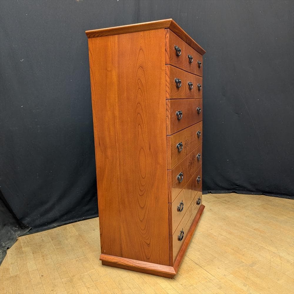 民芸家具　天然木　整理箪笥　箪笥　タンス　たんす　ハイチェスト　チェスト　引出し