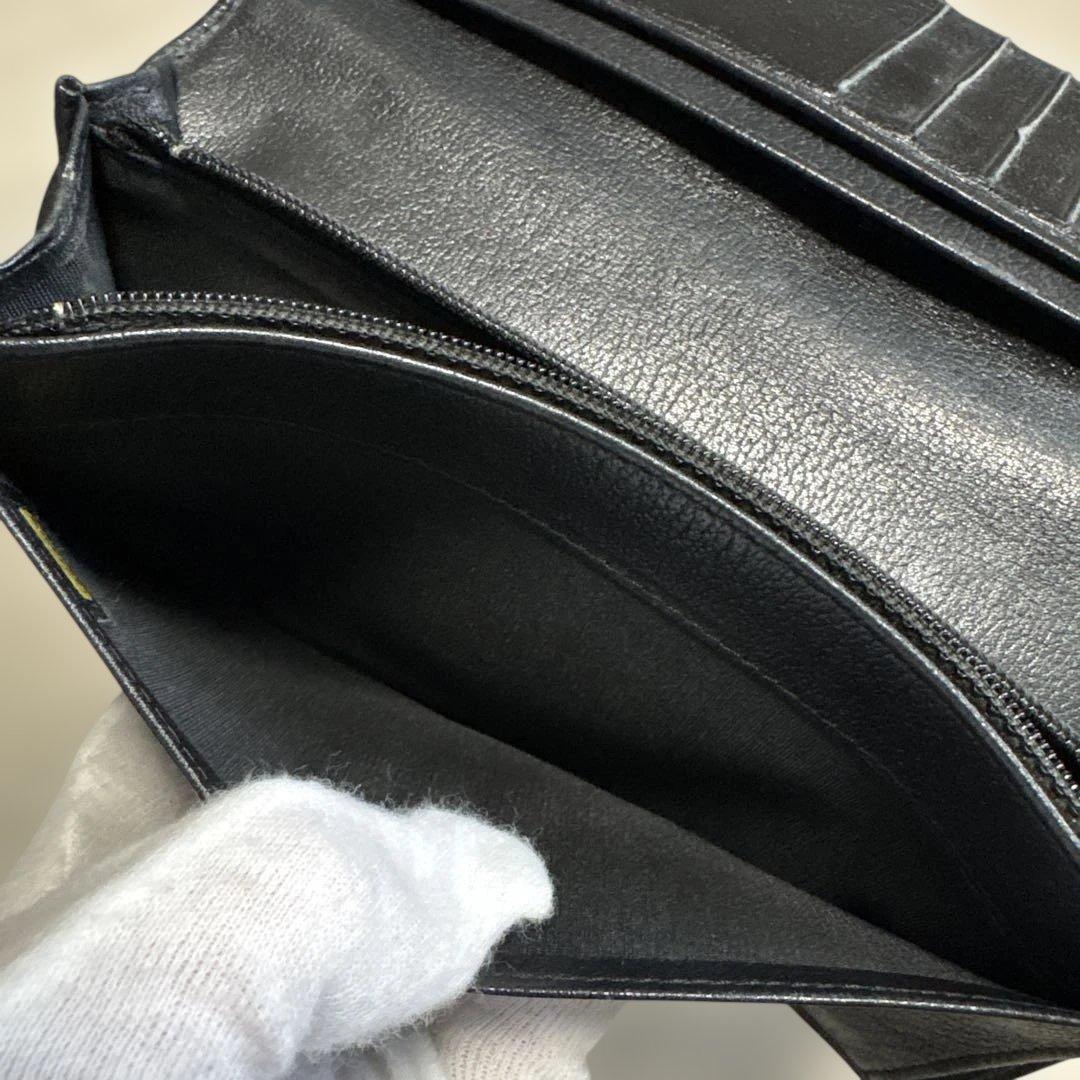【CHANEL】カメリア 二つ折り長財布 レザー ブラック（シャネル）