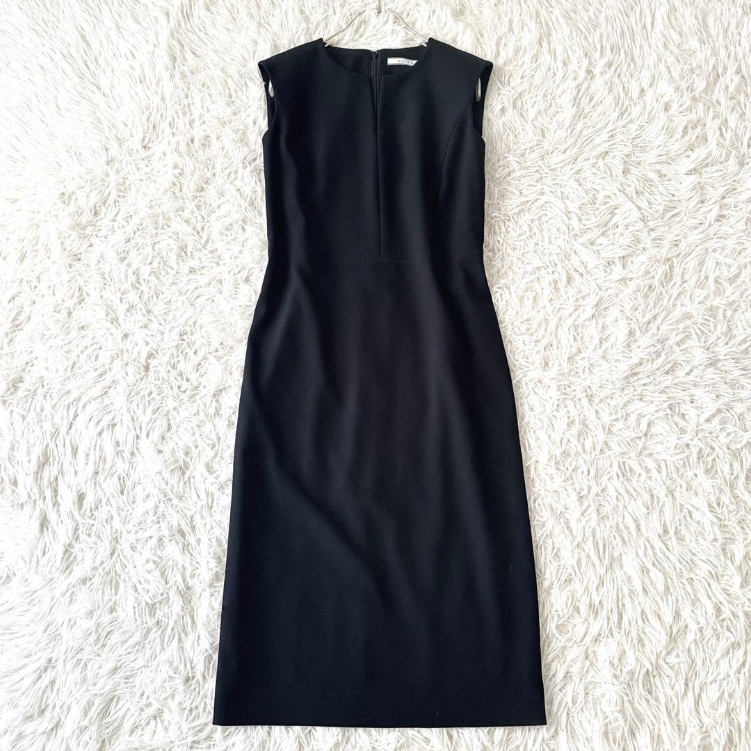 未使用級 BEIGE,ベイジ✨LUIZA ワンピース キーネック 黒 サイズ0