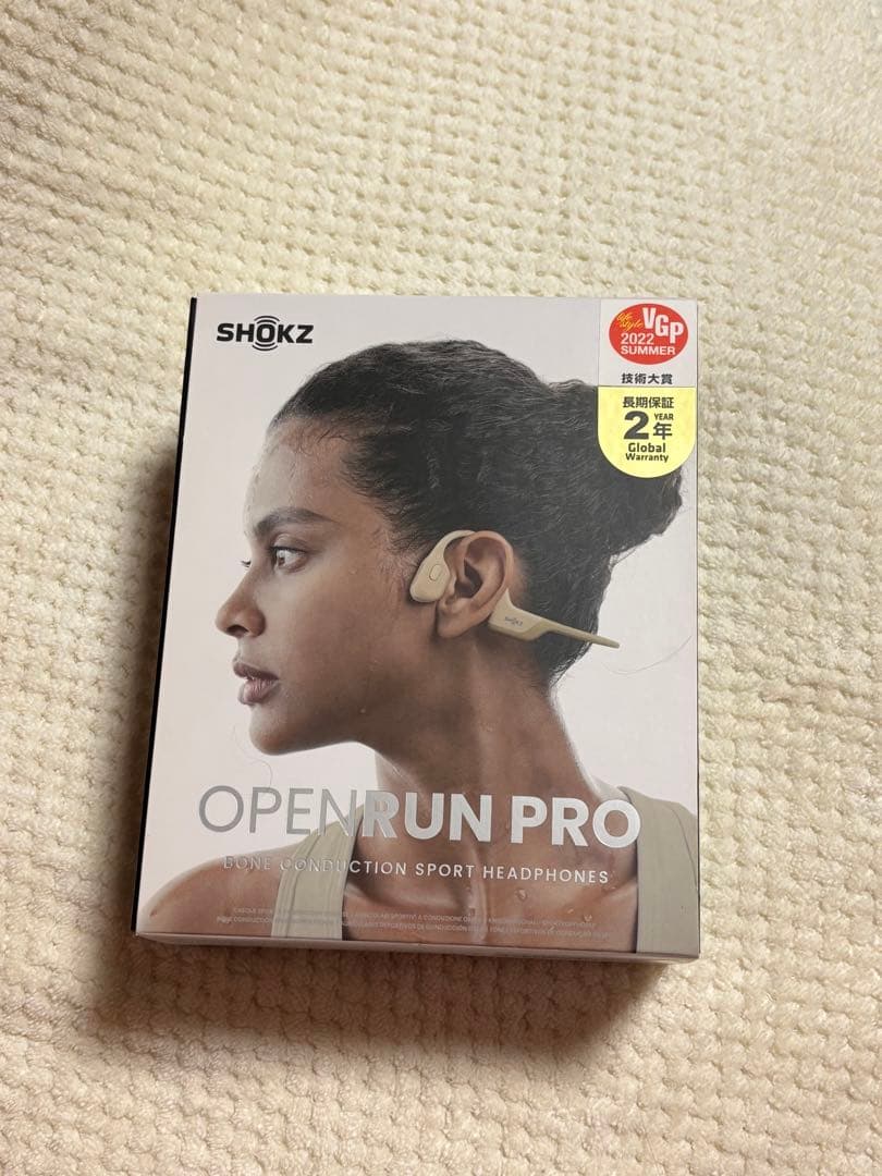 【美品】SHOKZ OpenRun Pro 骨伝導イヤホン ベージュ 動作確認済