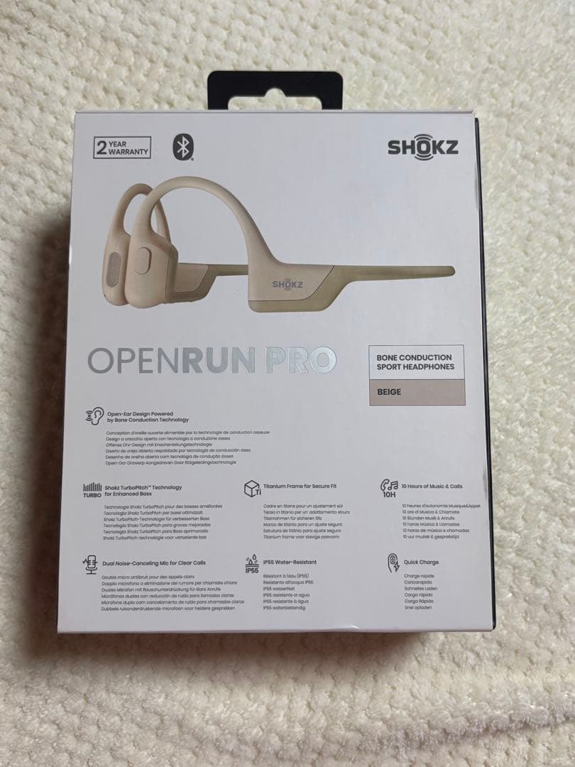 【美品】SHOKZ OpenRun Pro 骨伝導イヤホン ベージュ 動作確認済