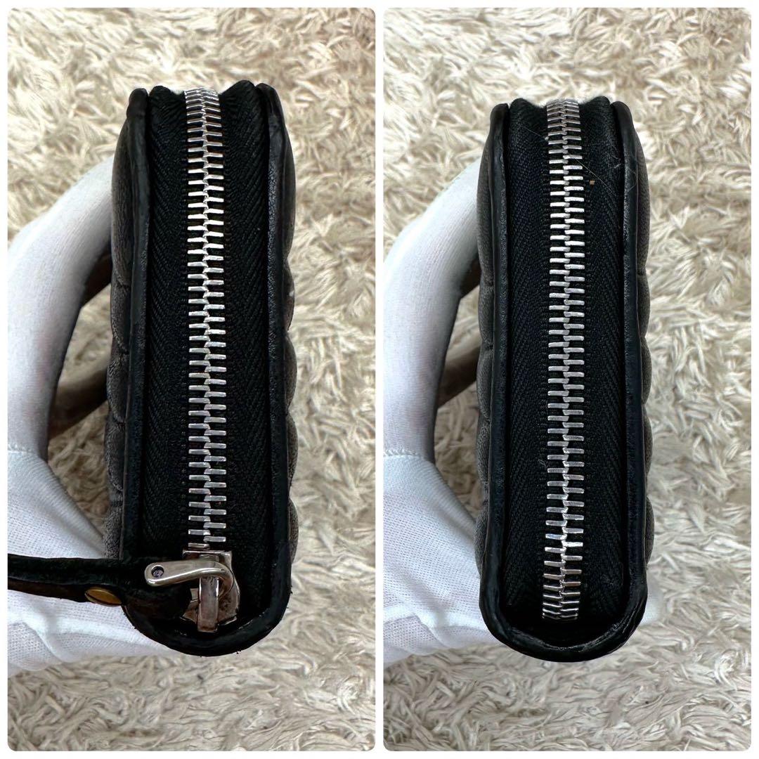 【美品】プラダ 長財布 ラウンドファスナー ブラック ダイアグラム シルバーロゴ