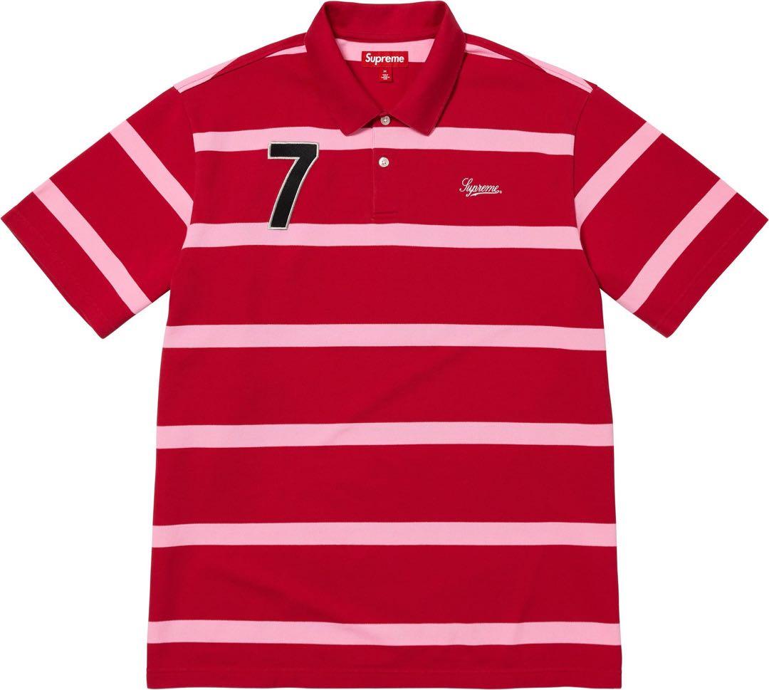 ウェア Supreme Cursive Polo \"Red Stripe\"
