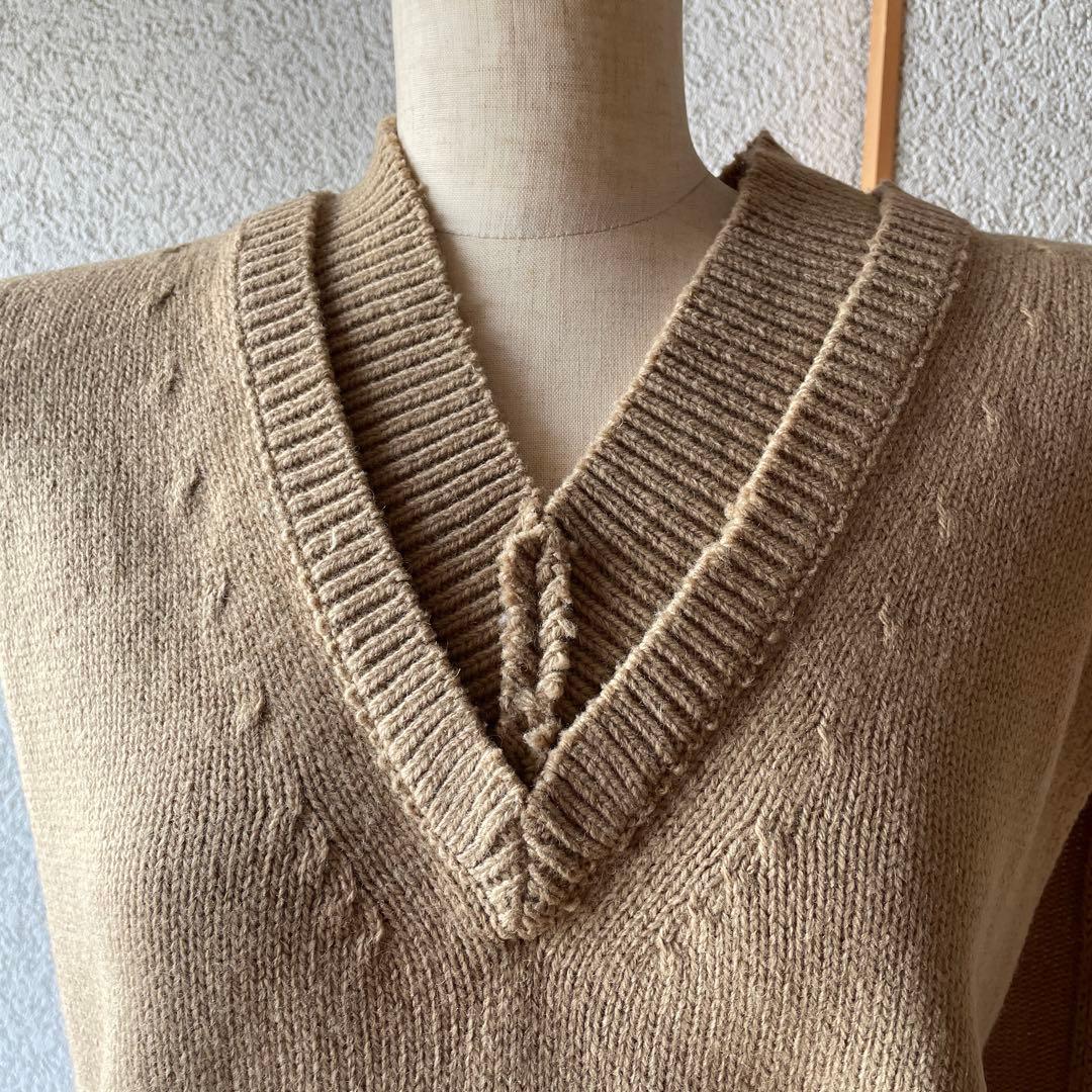 【美品】メゾンマルジェラ ベージュ ウールリネンタバード ノースリーブ ベスト