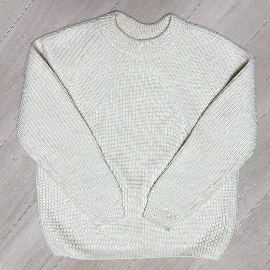 BATONER 5ゲージウール片畦クルーネックニット　Lサイズ