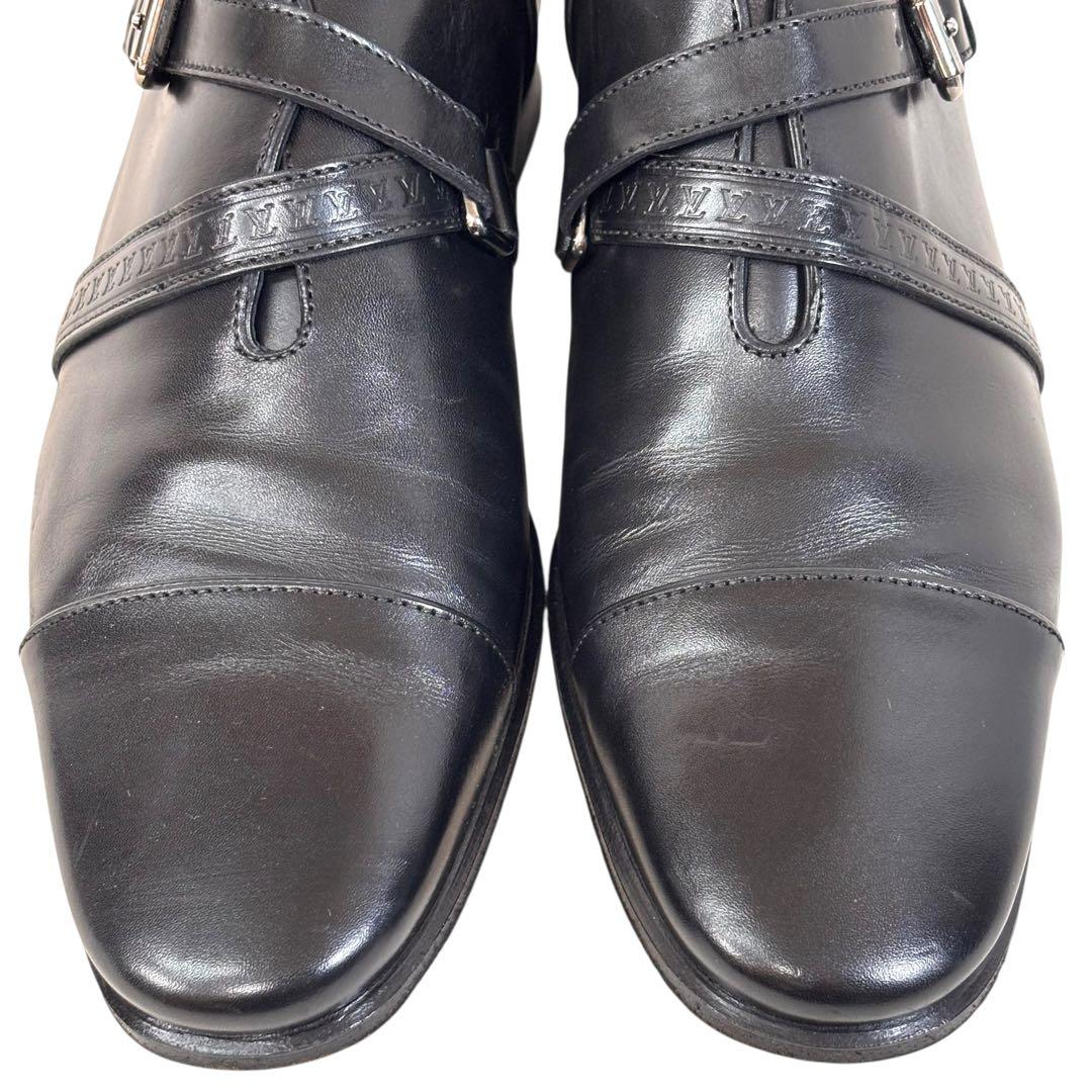 ルイヴィトン 6 1/2 25.5 レザー ビジネス モンクストラップ ブラック