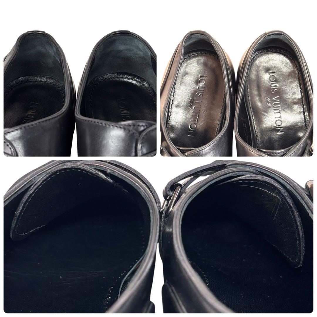 ルイヴィトン 6 1/2 25.5 レザー ビジネス モンクストラップ ブラック