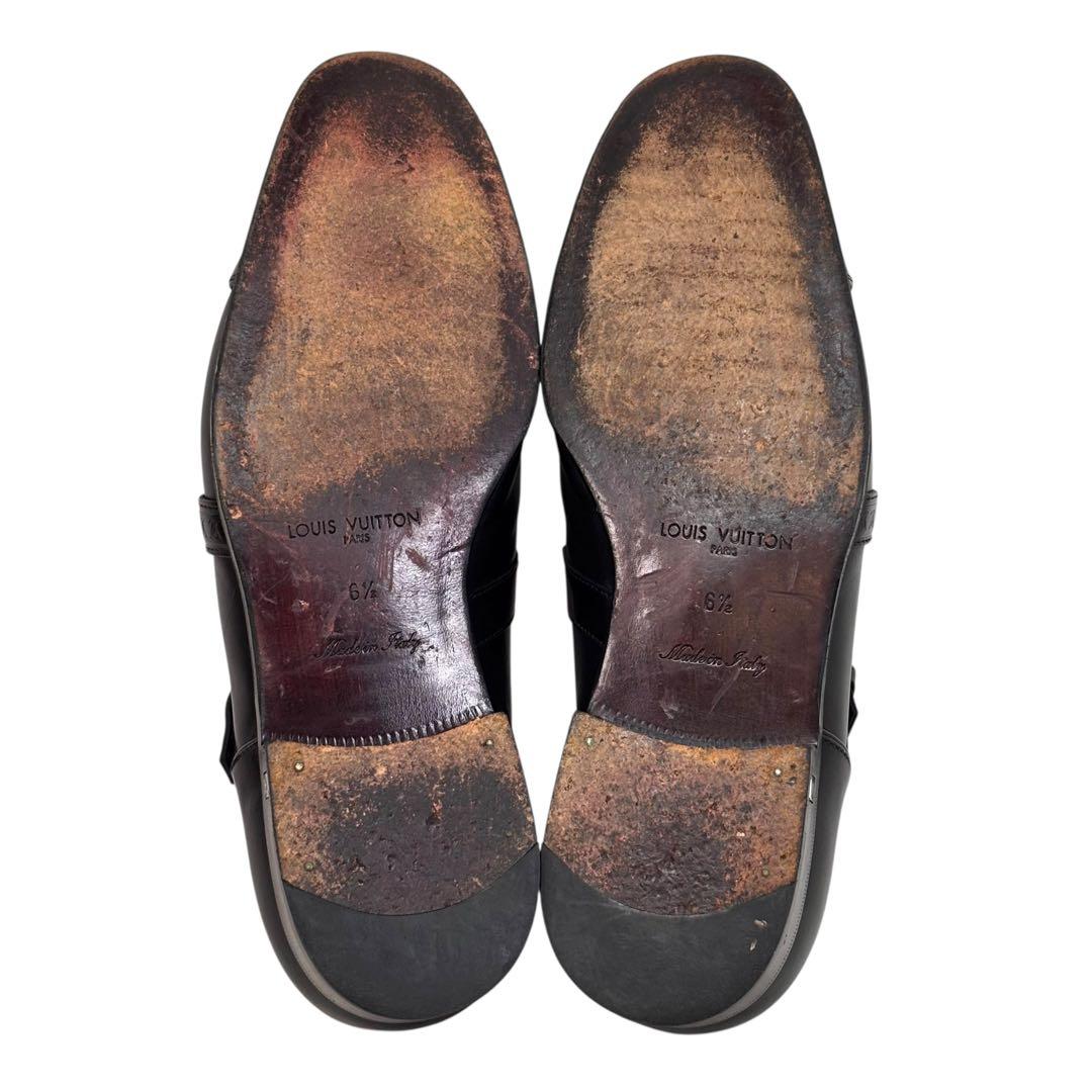 ルイヴィトン 6 1/2 25.5 レザー ビジネス モンクストラップ ブラック