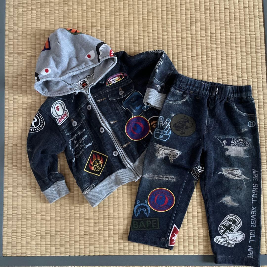 【稀少】BAPE KIDS シャーク　パーカーとパンツセット110cm