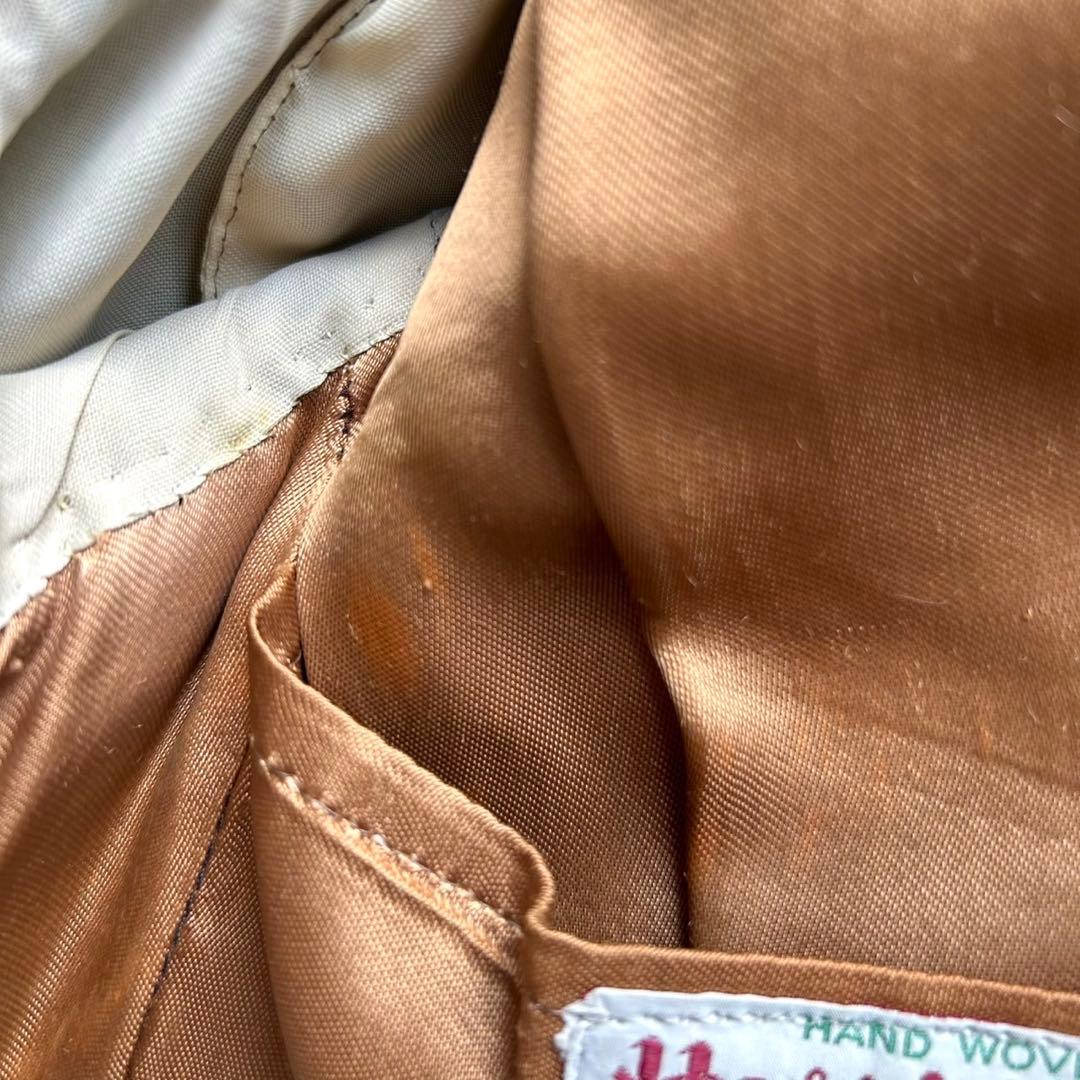 美品 ハリスツイード ヘリンボーン テーラードジャケット 胡桃ボタン ブラウン