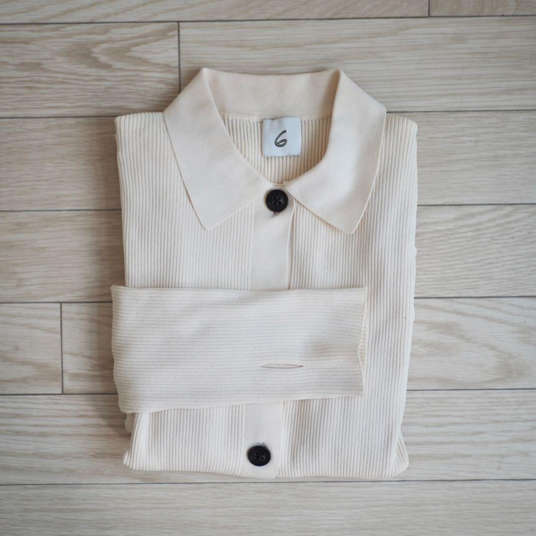 ＜6(ROKU)＞リブシャツカーディガン