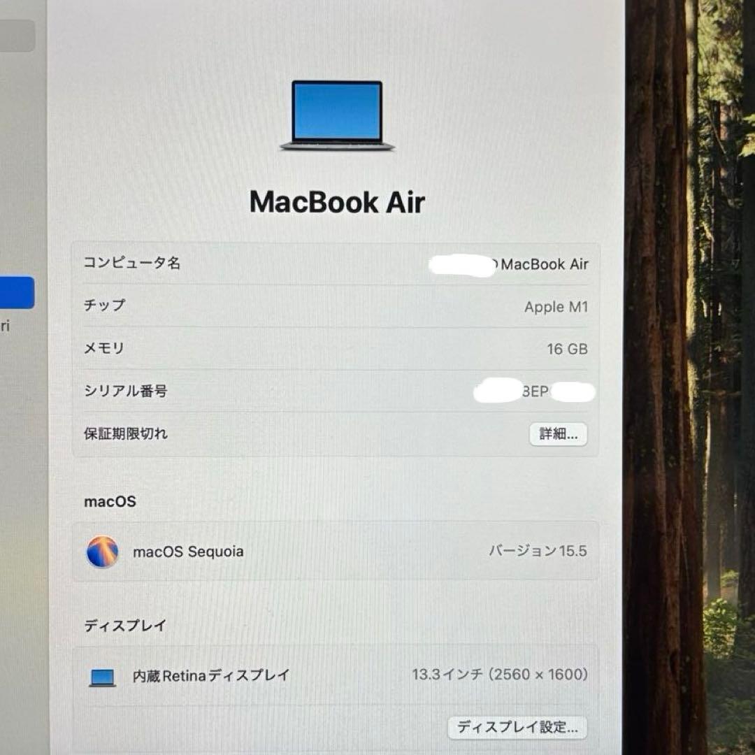 【最大容量92%】Mac book Air M1 16GB 512GB