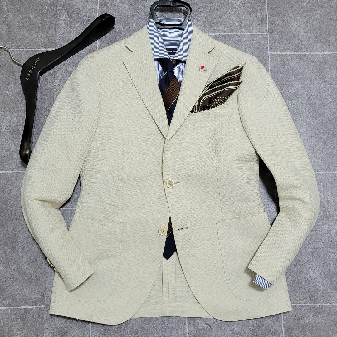 ★龍さん様 LARDINI 春夏 麻 混 超高級 テーラードジャケット