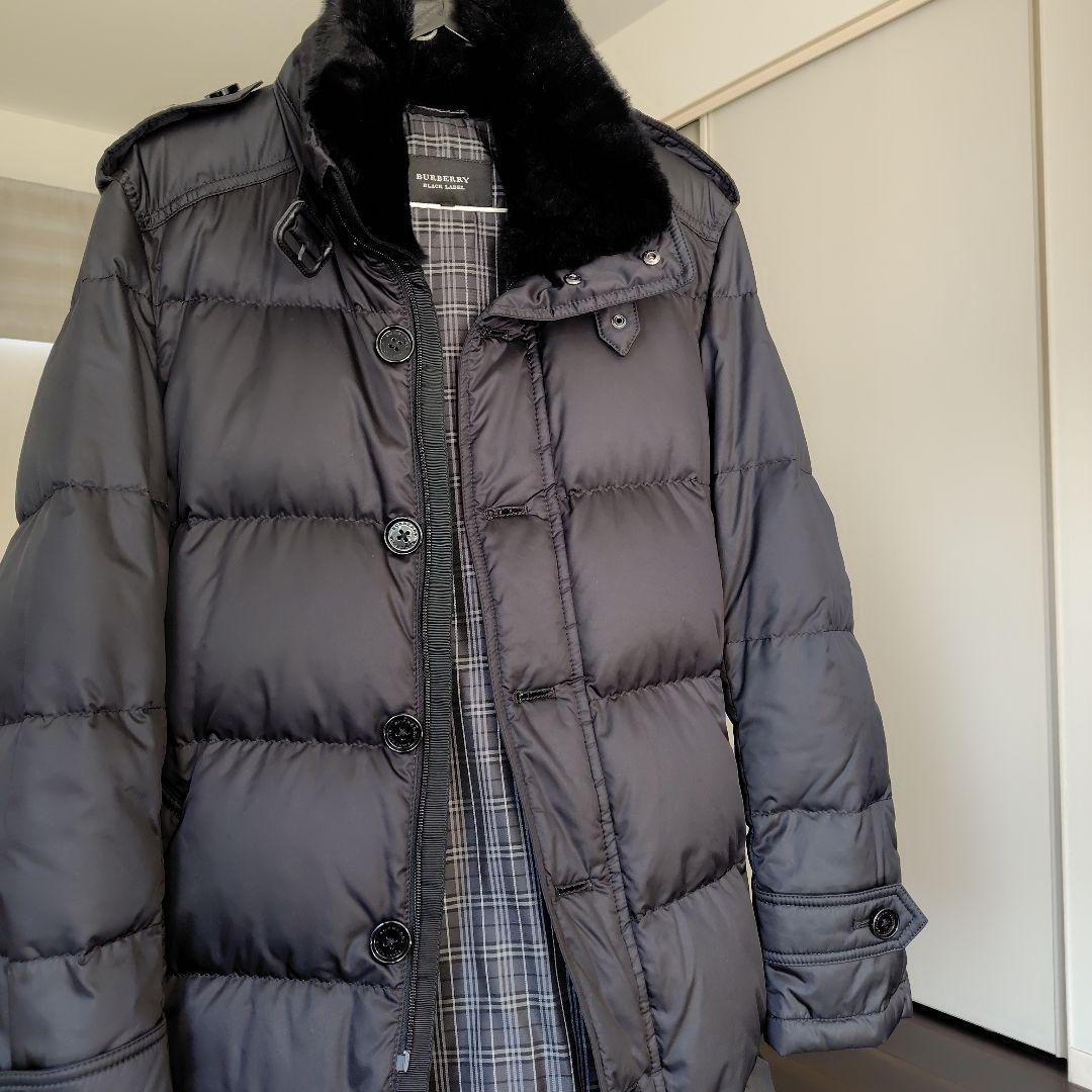 バーバリーブラックレーベル ホワイトグースダウンコート M ノバチェック