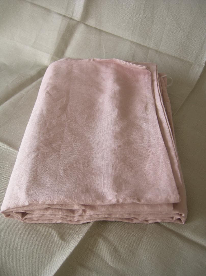 掛け布団カバー　麻100%　シングル　桜色