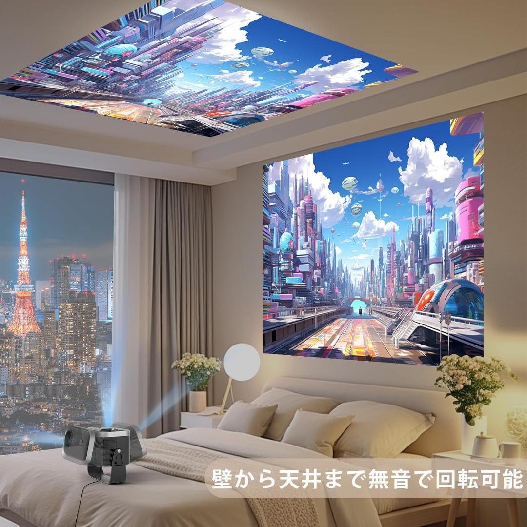 【360°回転可能】Sovboi プロジェクター 天井投影家庭用 25000LM