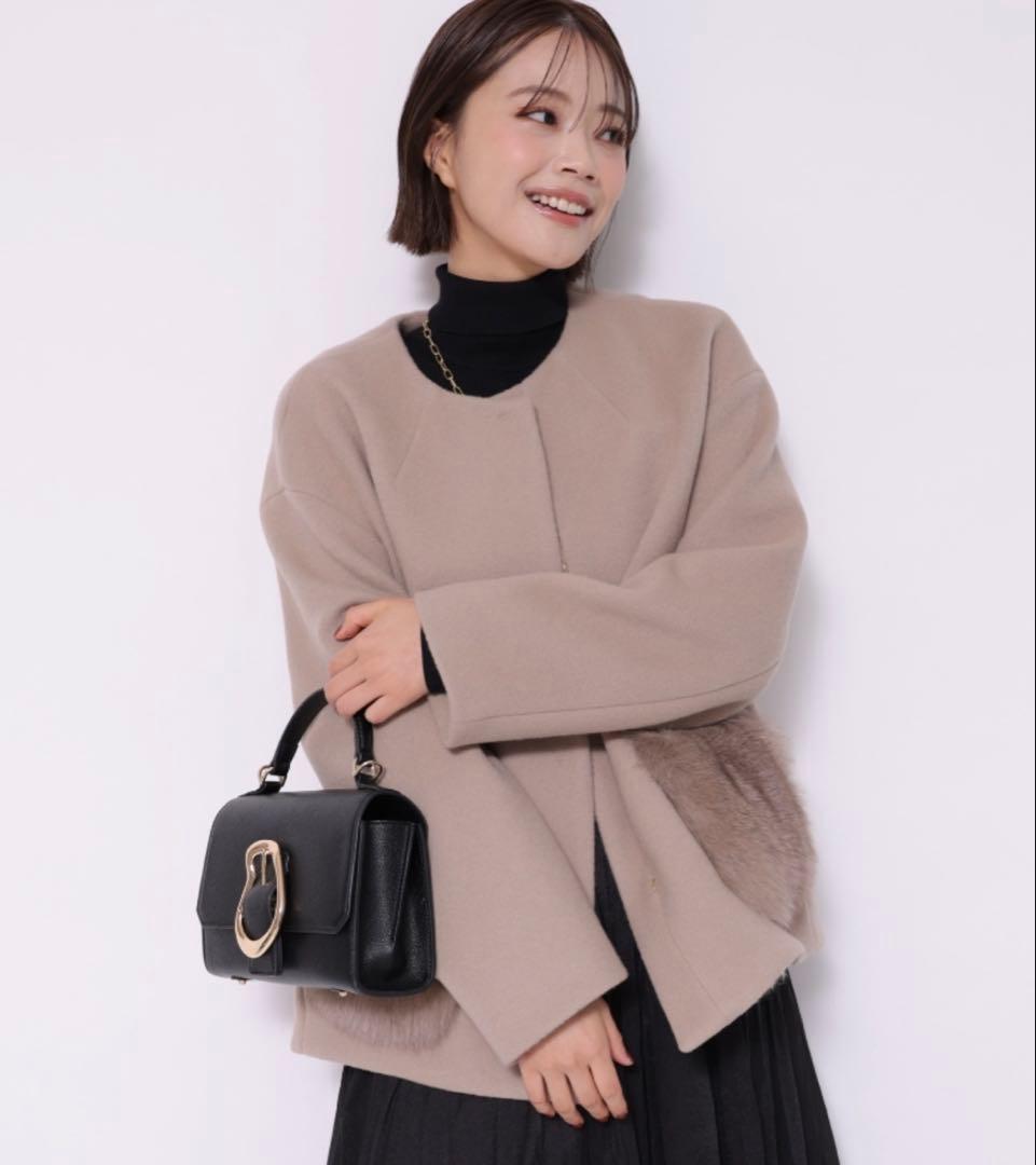 Apuweiser-riche 2WAYポケファーノーカラーコート　キャメル　1